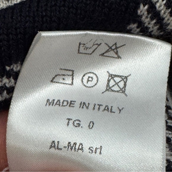 🖤 PDR Italy Wool Grid Turtleneck Sweater Navy Cream, Size 0 - Picture 6 of 8